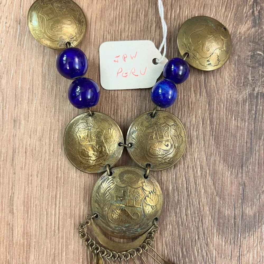 Bead Jewelry Making Craft Lot- Stone, Glass, Metal  Peruvian Necklace